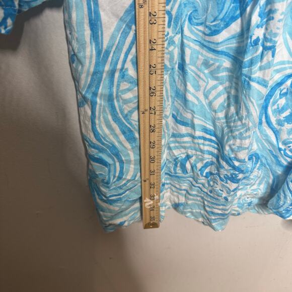 Lilly Pulitzer Sarasota Tunic Dress Blue White Swirl Print Rayon Size L - Picture 4 of 15